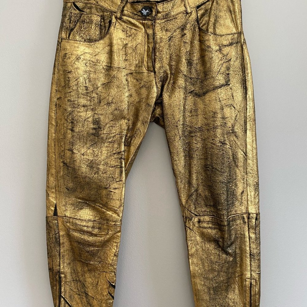 Gold leather pants